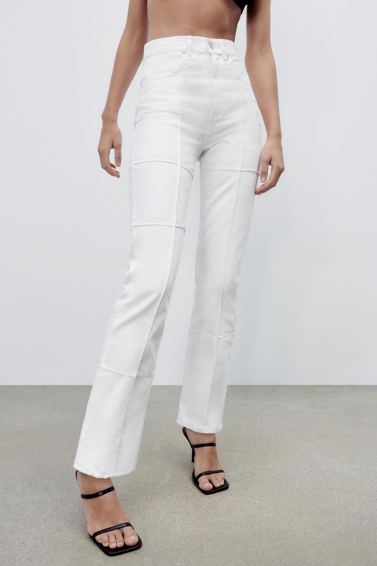 STRAIGHT FIT PATCHWORK JEANS White ZARA Spain
